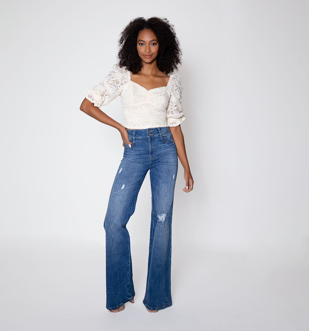 Crop Top Camisa Con Manga Bombacha Blusa Blanca Manga Bombacha